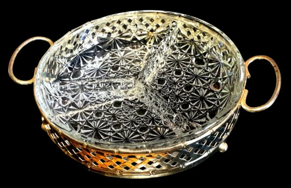 Vintage Phoenicia Crystal Relish Dish & Stand - Image 1