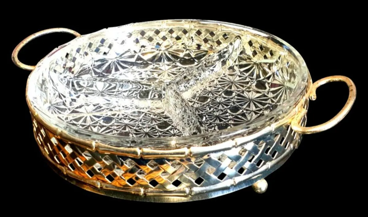 Vintage Phoenicia Crystal Relish Dish & Stand - Image 2