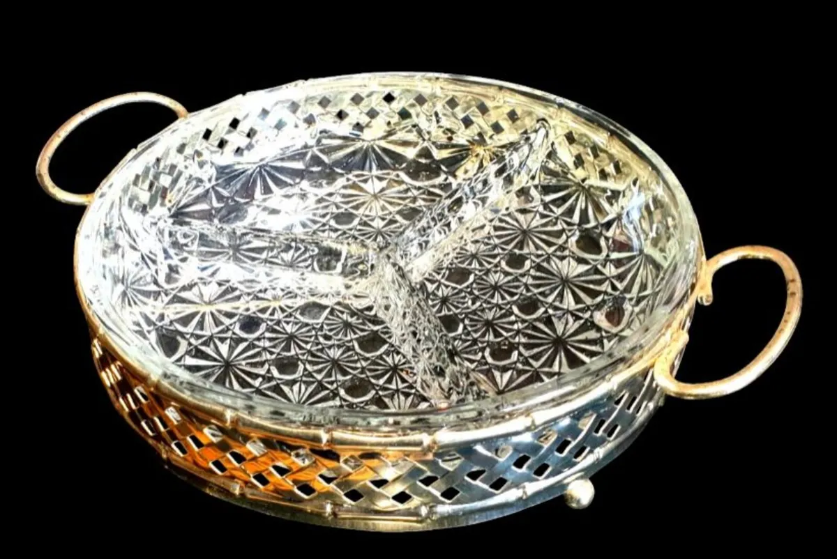 Vintage Phoenicia Crystal Relish Dish & Stand - Image 3