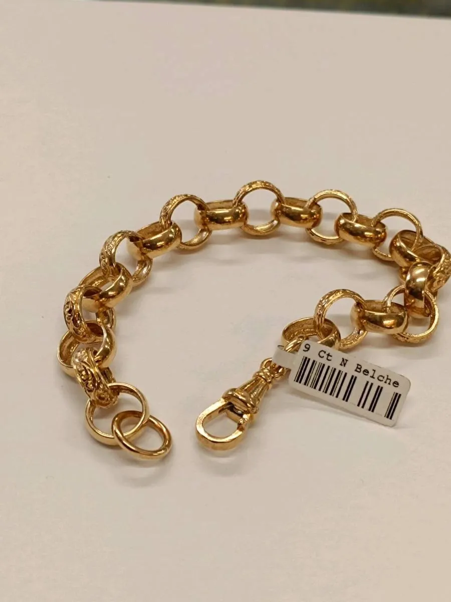 9k Yellow Gold Belcher Bracelet - Image 3