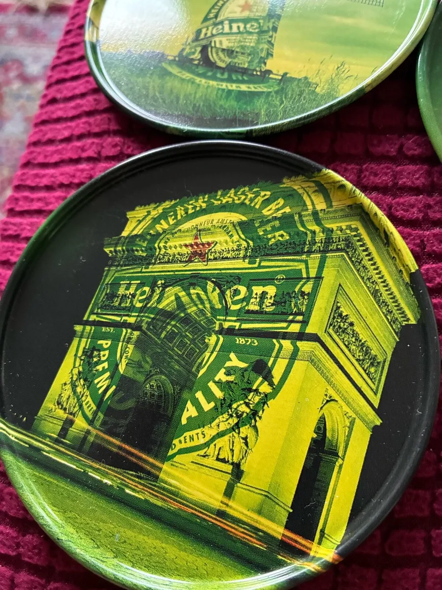Very Rare Full Set Heineken Metal Coasters - Image 2