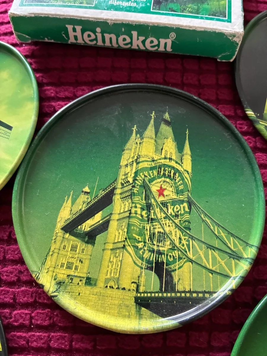 Very Rare Full Set Heineken Metal Coasters - Image 4
