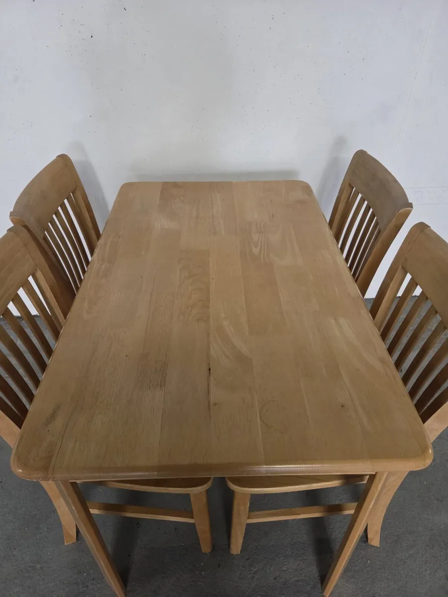 Oak table and 4 chairs 114x70x H 76cm - Image 3