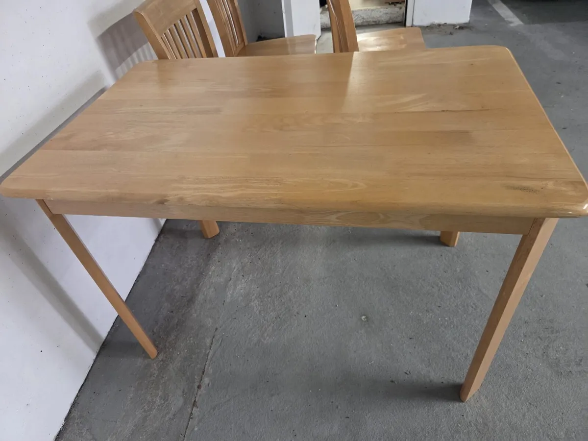 Oak table and 4 chairs 114x70x H 76cm - Image 4