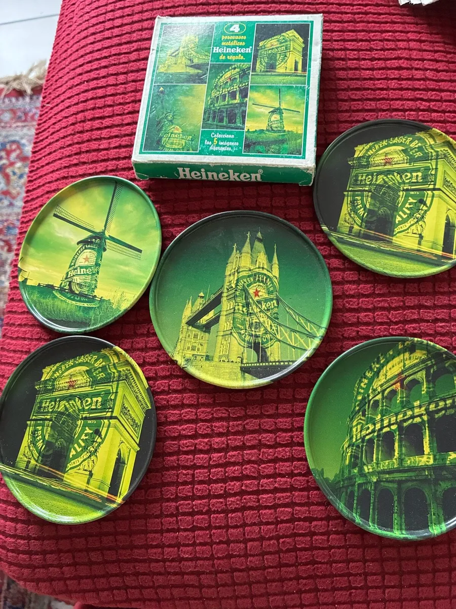 Very Rare Full Set Heineken Metal Coasters - Image 1