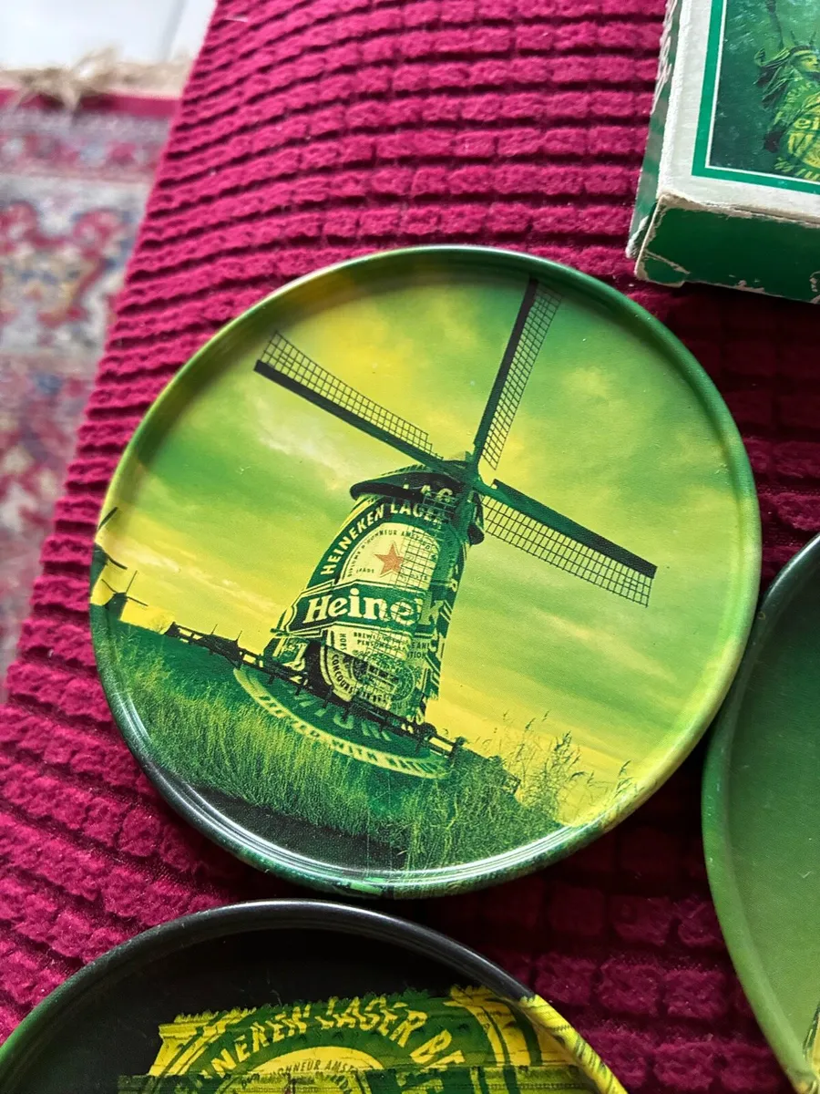 Very Rare Full Set Heineken Metal Coasters - Image 3