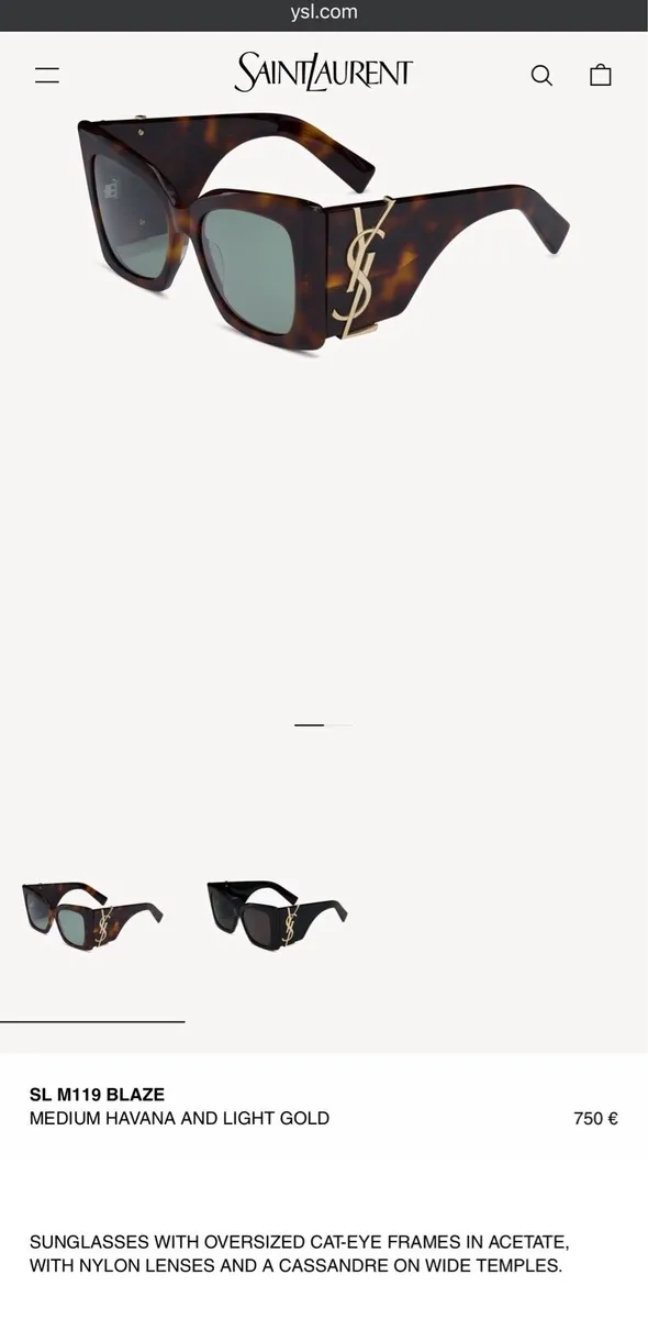Saint Laurent Oversized Sunglasses - Image 3