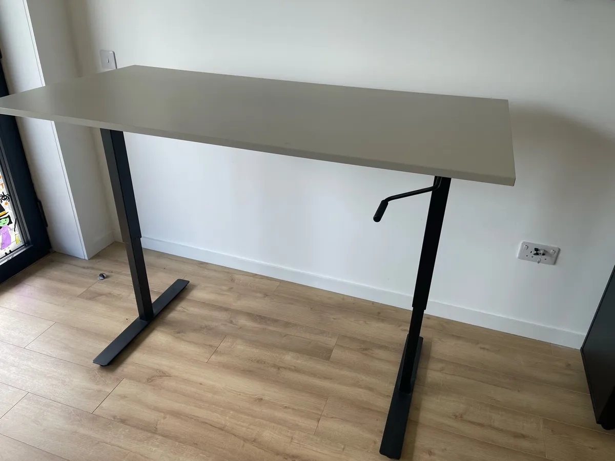 Sit/Stand Desk - 120x70 cm (beige and black) - Image 1