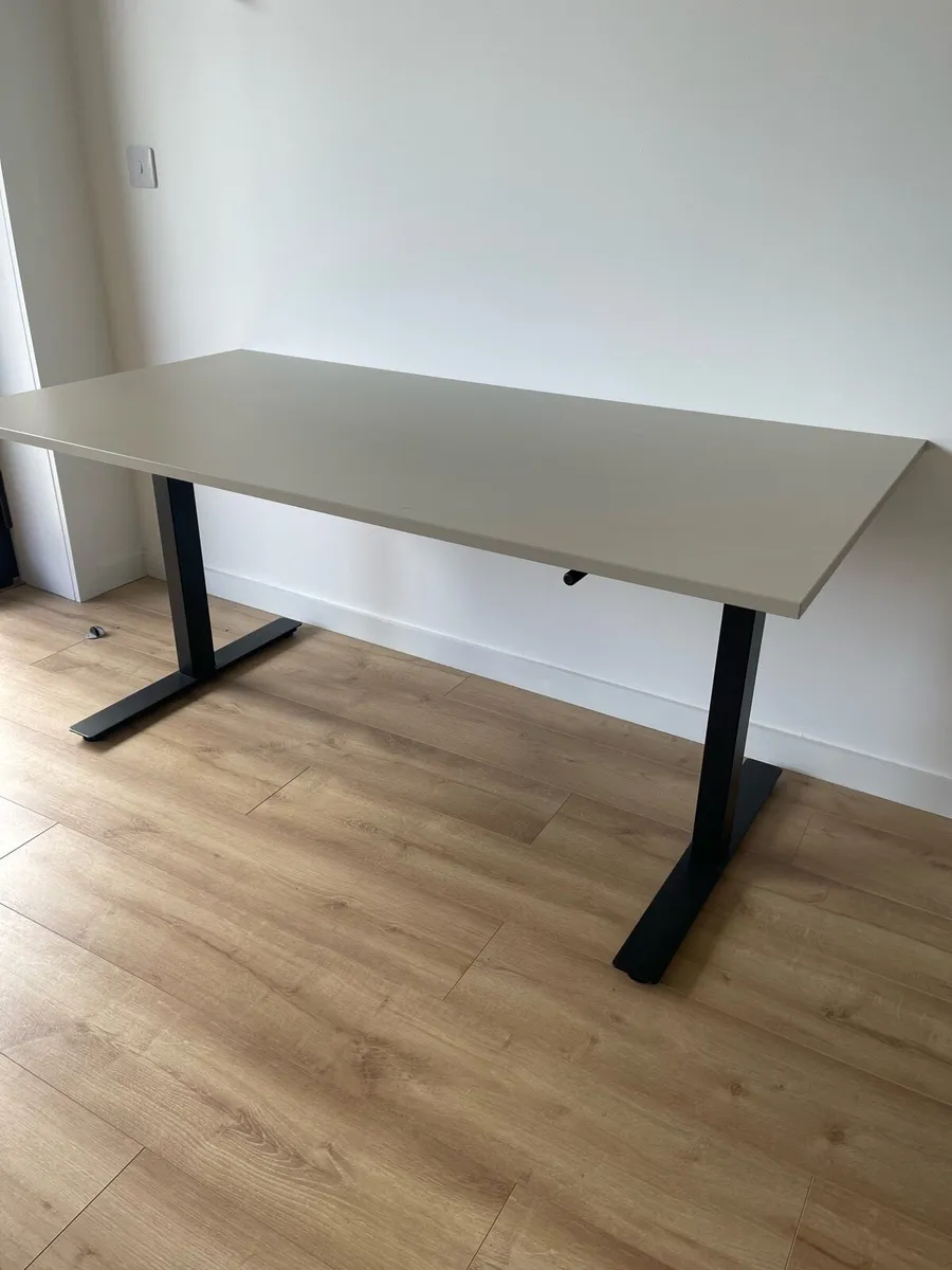 Sit/Stand Desk - 120x70 cm (beige and black) - Image 2