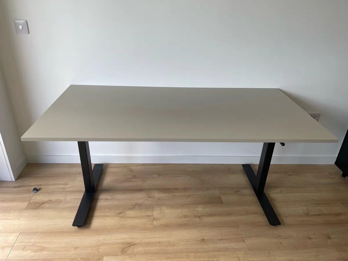 Sit/Stand Desk - 120x70 cm (beige and black) - Image 3
