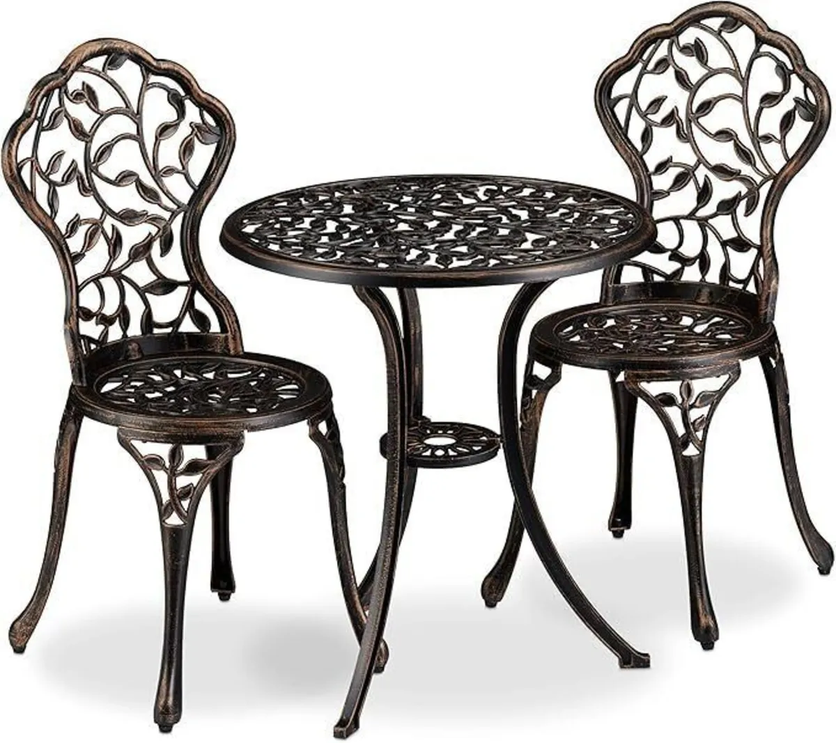 French Country Style Bistro Set Antique Black Bron - Image 2