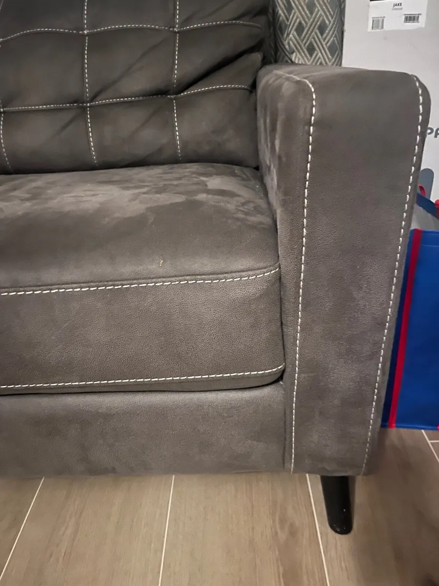 Grey microsuede Harvey Norman sofa - Image 2