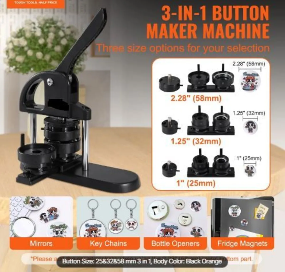 Button Maker Machine, 1/1.25/2.28 inch(25/32/58mm - Image 3