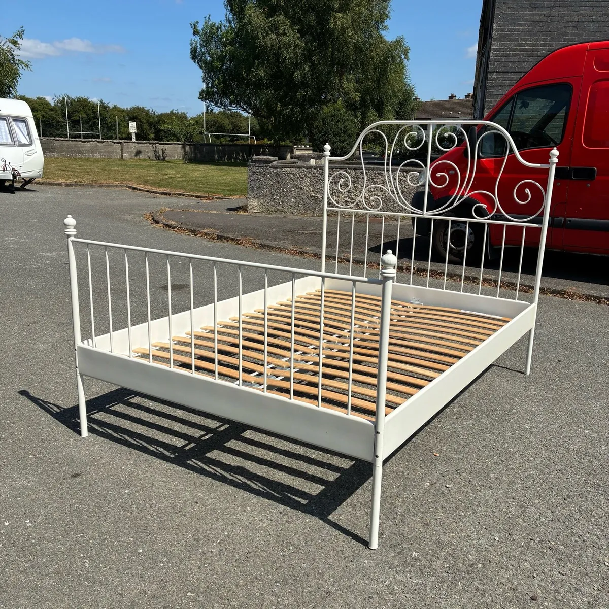 White ikea double bed Frame - Image 3