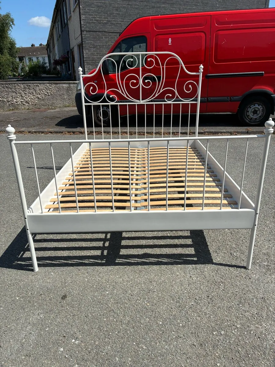 White ikea double bed Frame - Image 1