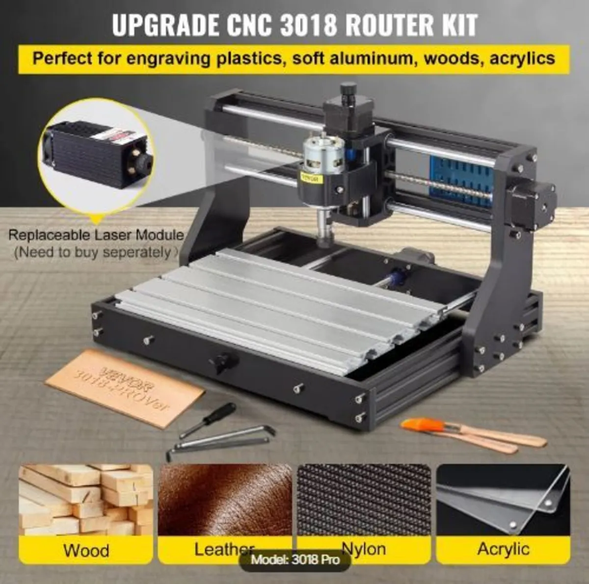 CNC 3018 Pro 300×180×45mm CNC Machine - Image 2