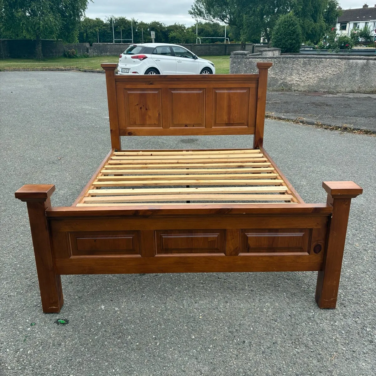 4ft6” Double Teak Bed Frame - Image 1