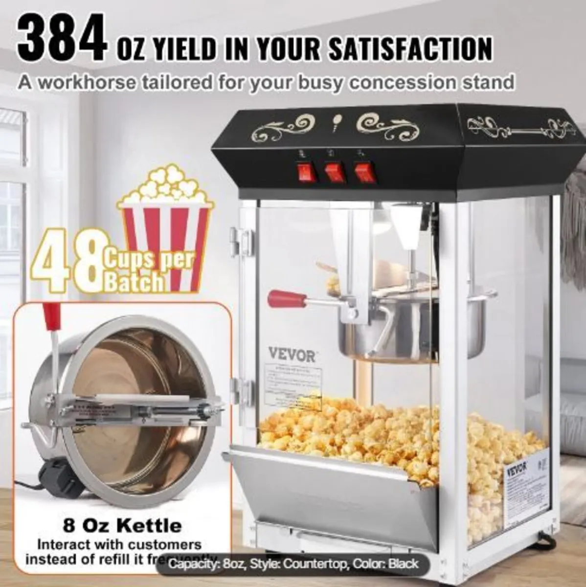 Popcorn Maker, 850W Popcorn Popper - Image 4