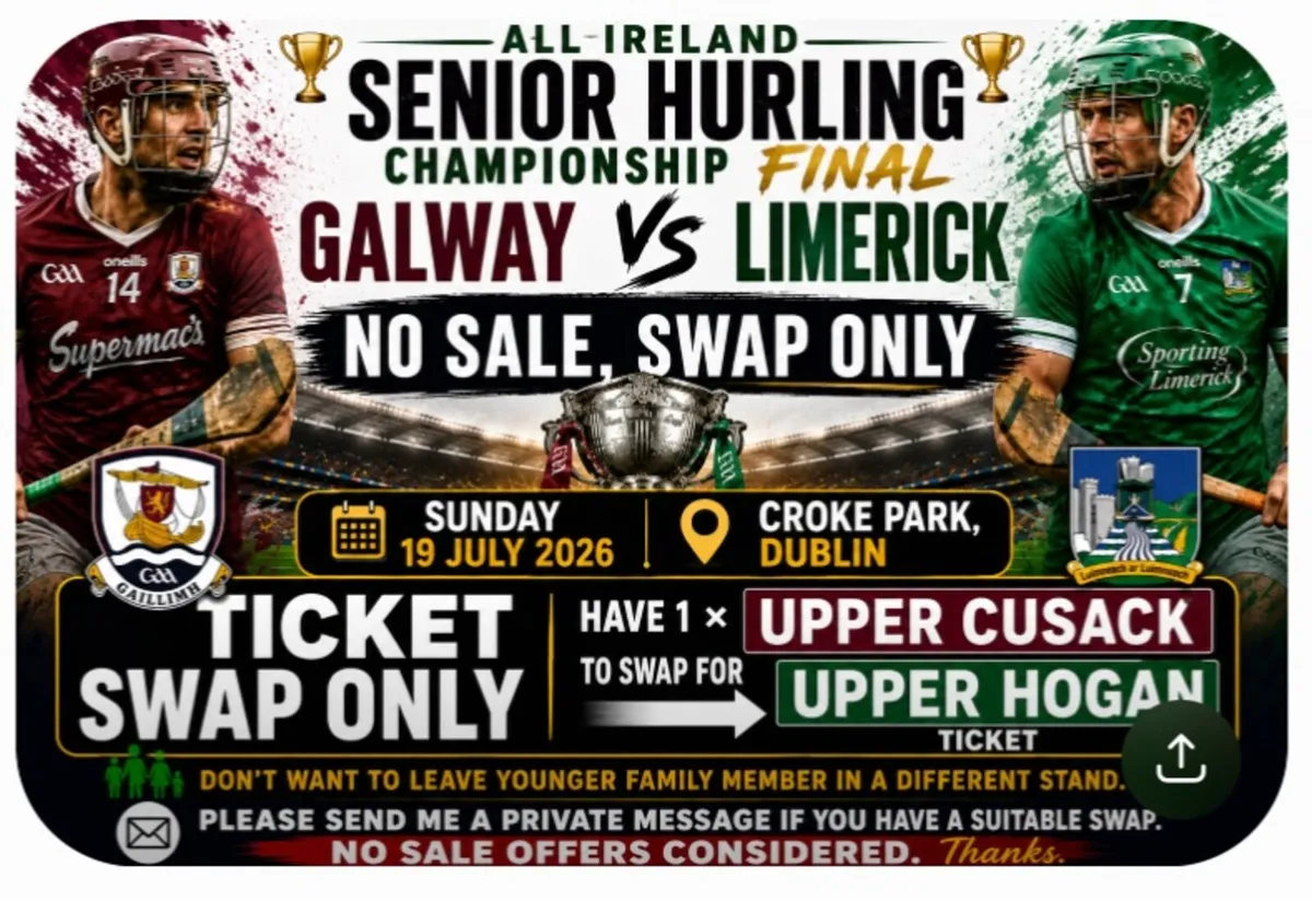 All-IRE Hurling  Final Galw V Lim ticket SWAP - Image 2