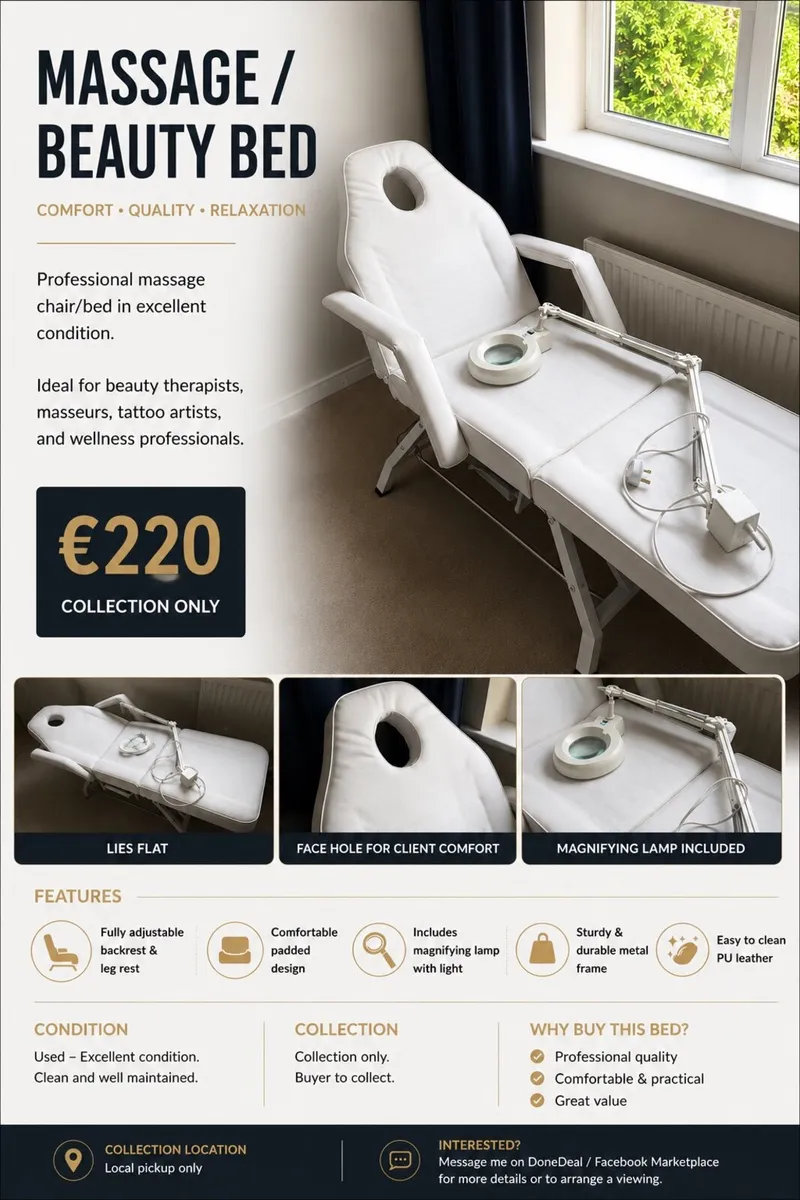 Massage / Beauty Bed – €220