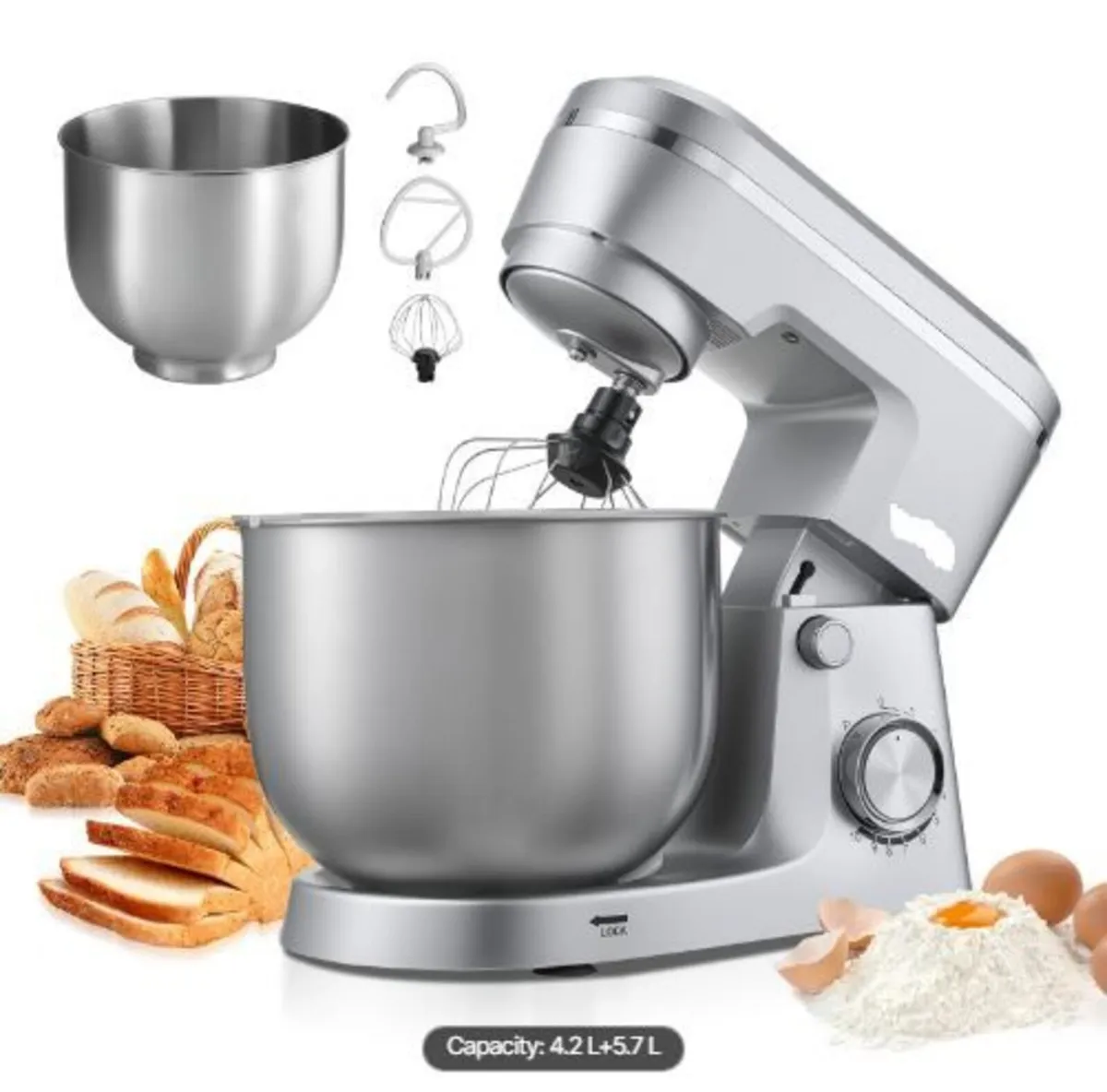 Stand Mixer, 4.2 L+5.7 L Electric Kitchen Mixer - Image 1