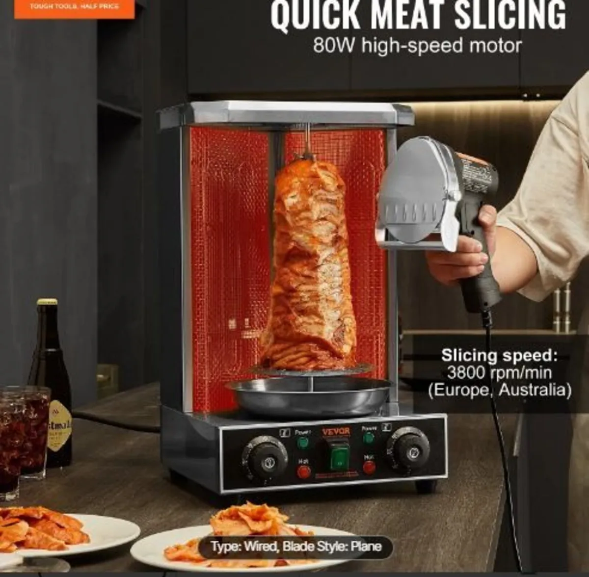 Electric Shawarma Knife, 80W Professional - Image 2