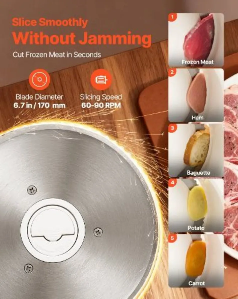 Meat Slicer, 180W Electric Deli Slicer Machine - Image 4