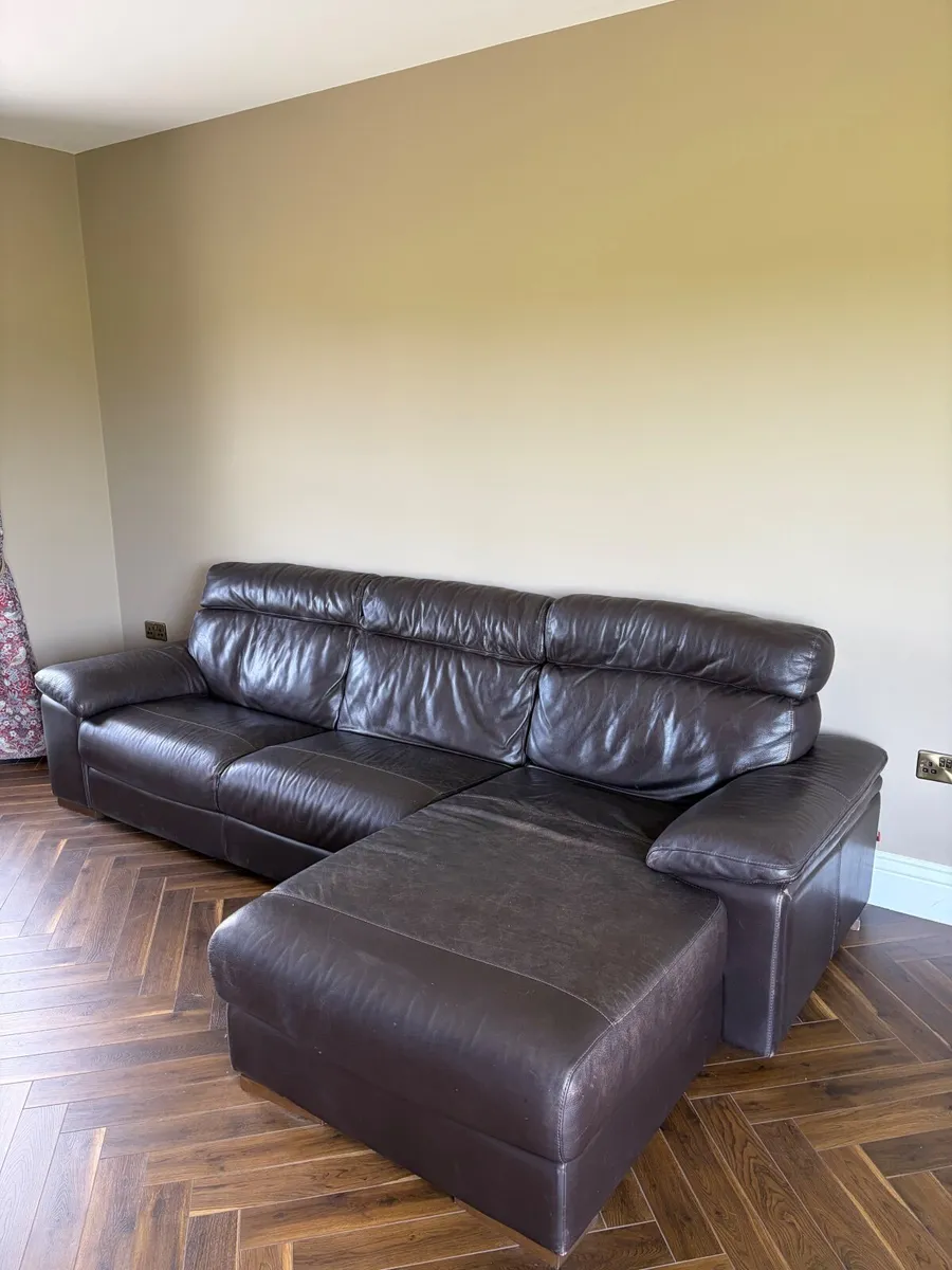 Leather Chaise Couch - Image 1