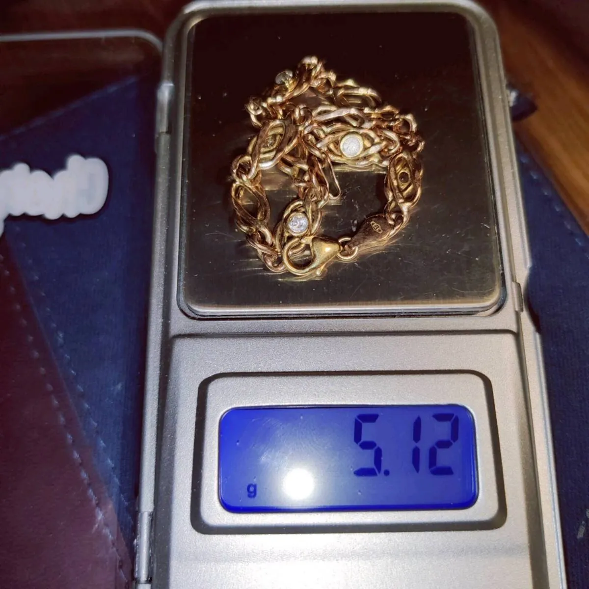 CHUNKY CZ,S, 9CT THICK Gold 5.12g Vintage Bracelet - Image 2
