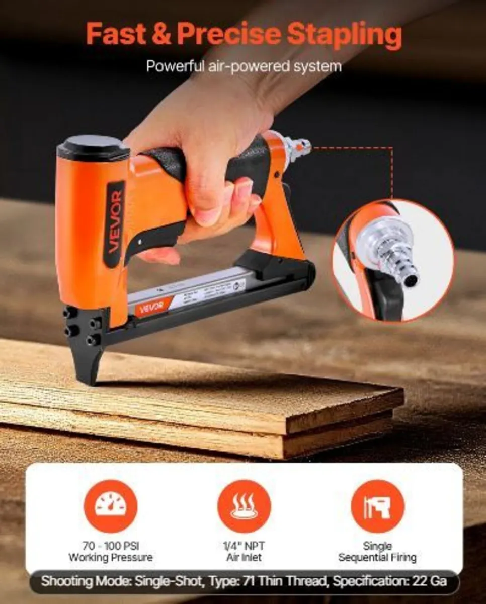 Pneumatic Staple Gun, 22 Gauge Air - Image 2
