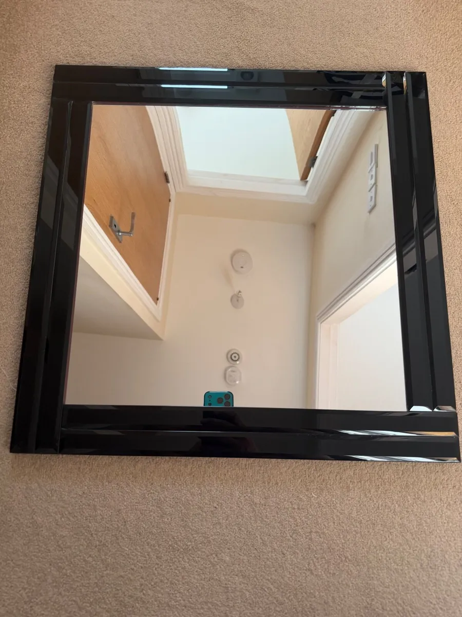 Modern Black Bevelled Wall Mirror – Excellent Cond - Image 3
