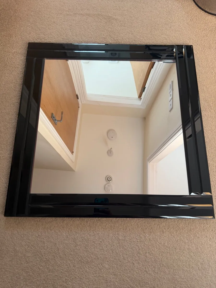 Modern Black Bevelled Wall Mirror – Excellent Cond - Image 1