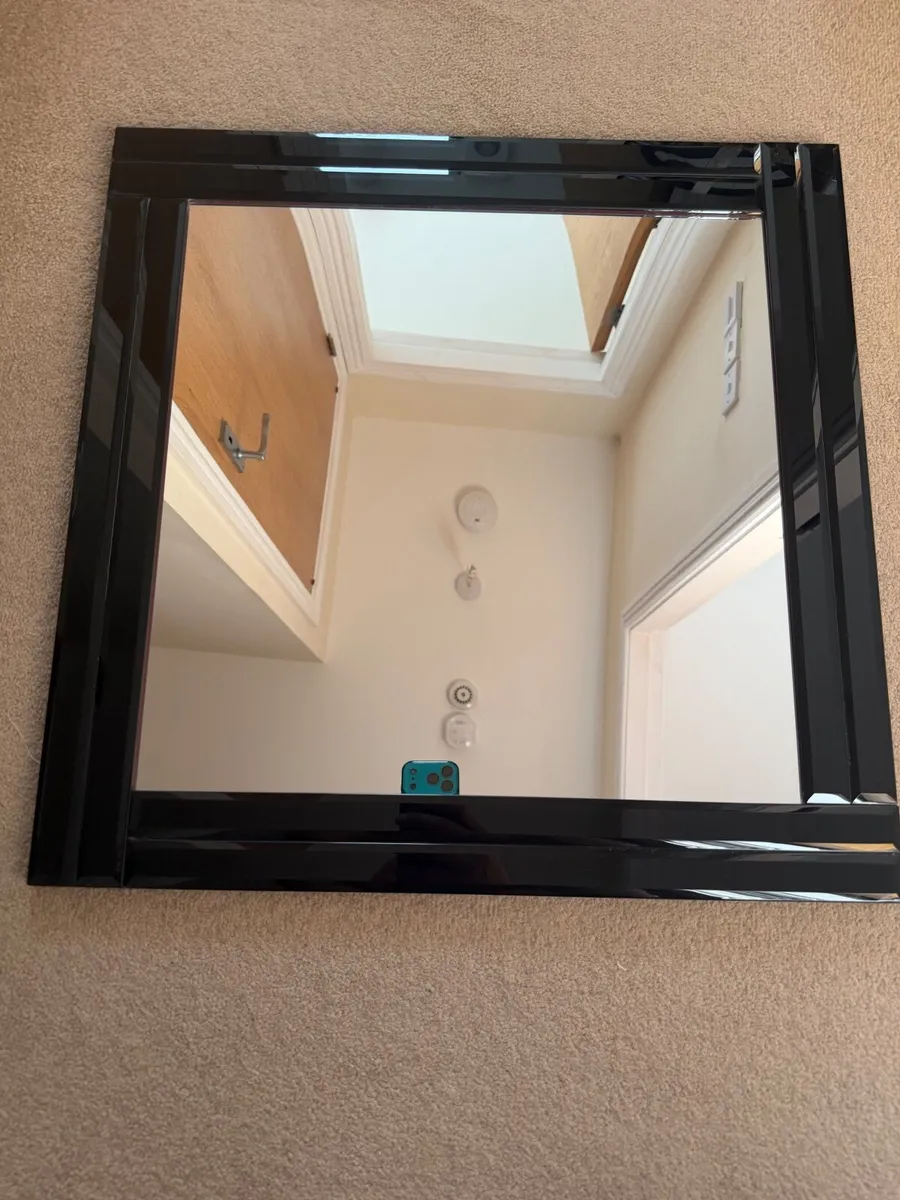 Modern Black Bevelled Wall Mirror – Excellent Cond - Image 2