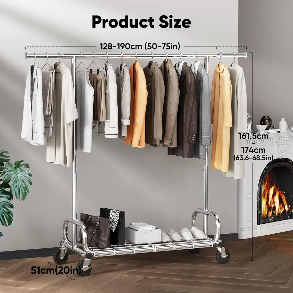 Heavy Duty Clothes Rail 136KG Capacity Extendable - Image 3