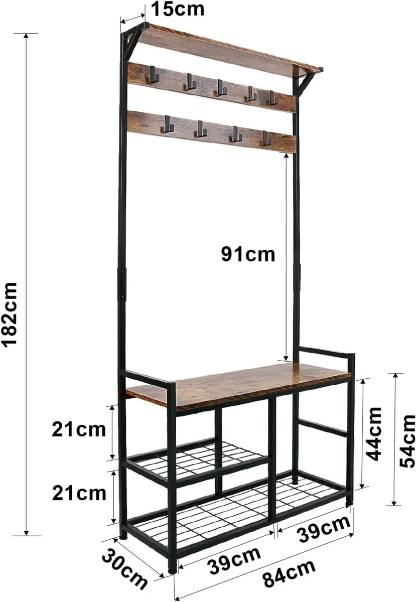 Hallway Coat Stand Industrial Rack Free Standing - Image 3
