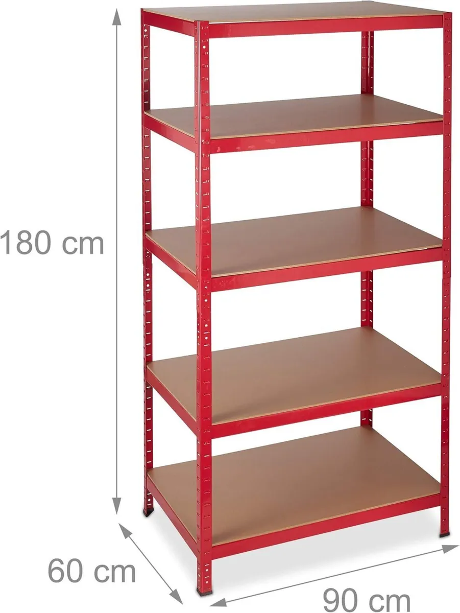 Relaxdays Heavy Duty Shelf Unit 5 Tiers Capacity - Image 3