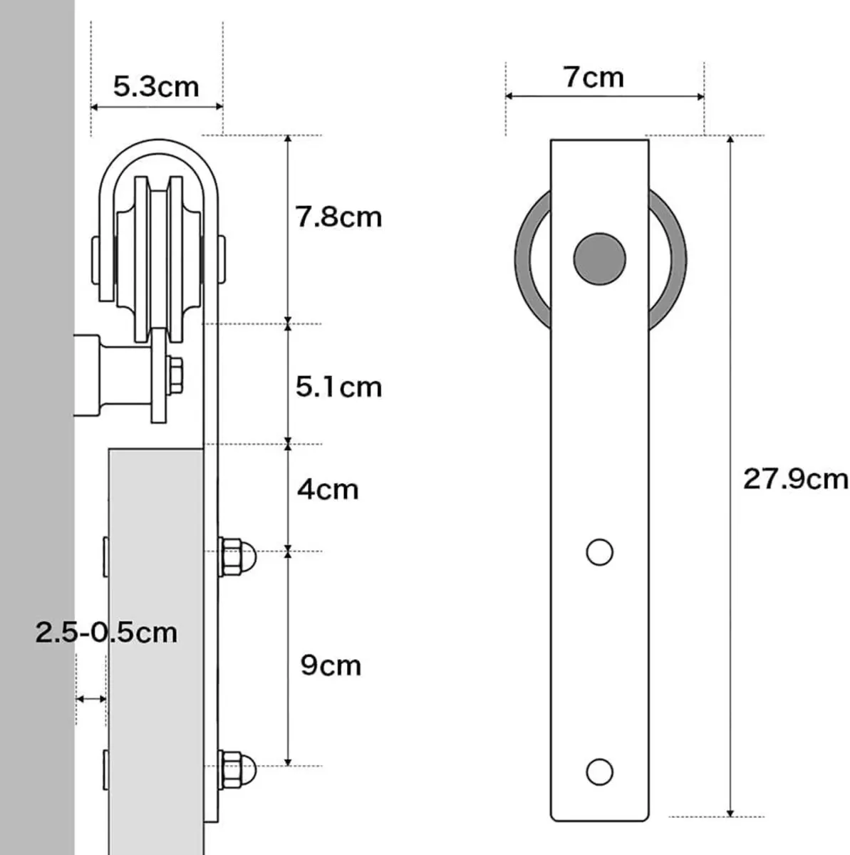 5FT Sliding Door Track Kit Barn Wood - Image 2