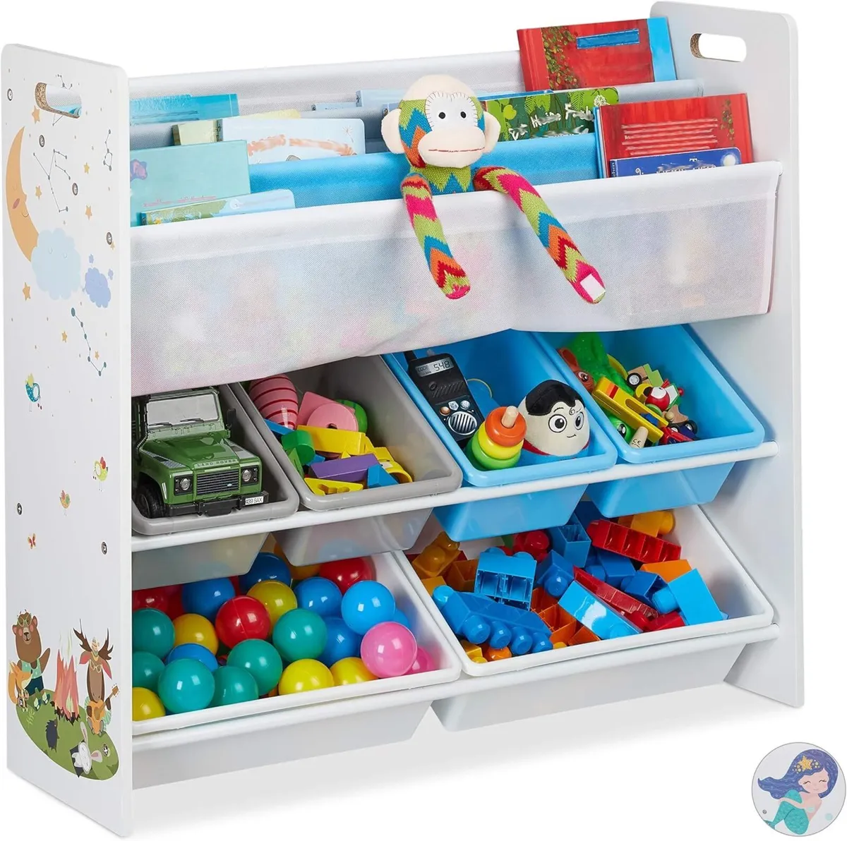 Children's Shelf 6 Boxes 4 Fabric Compartments - Image 1