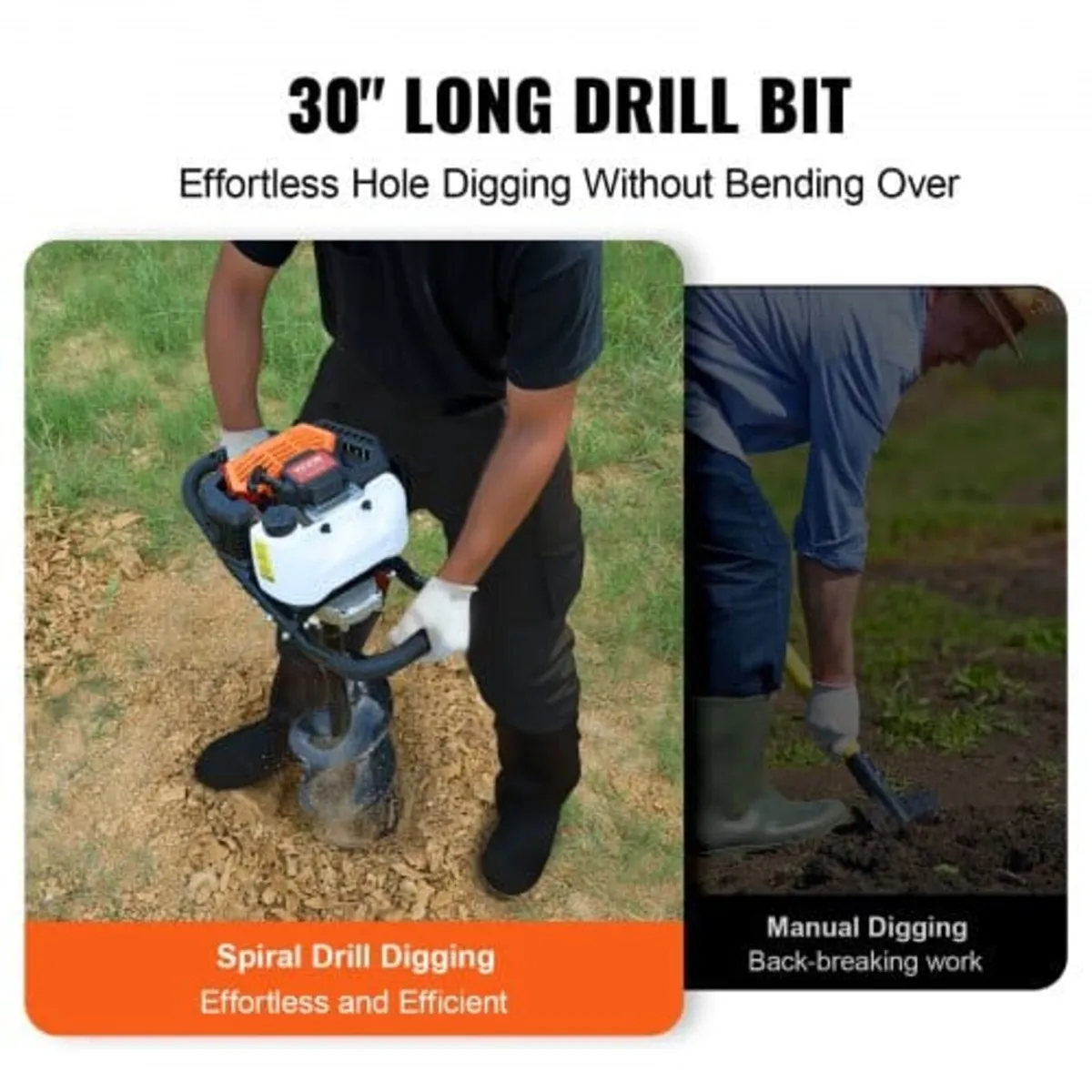 Post Hole Digger Gas Powered, 52CC 1450W Earth Aug - Image 2