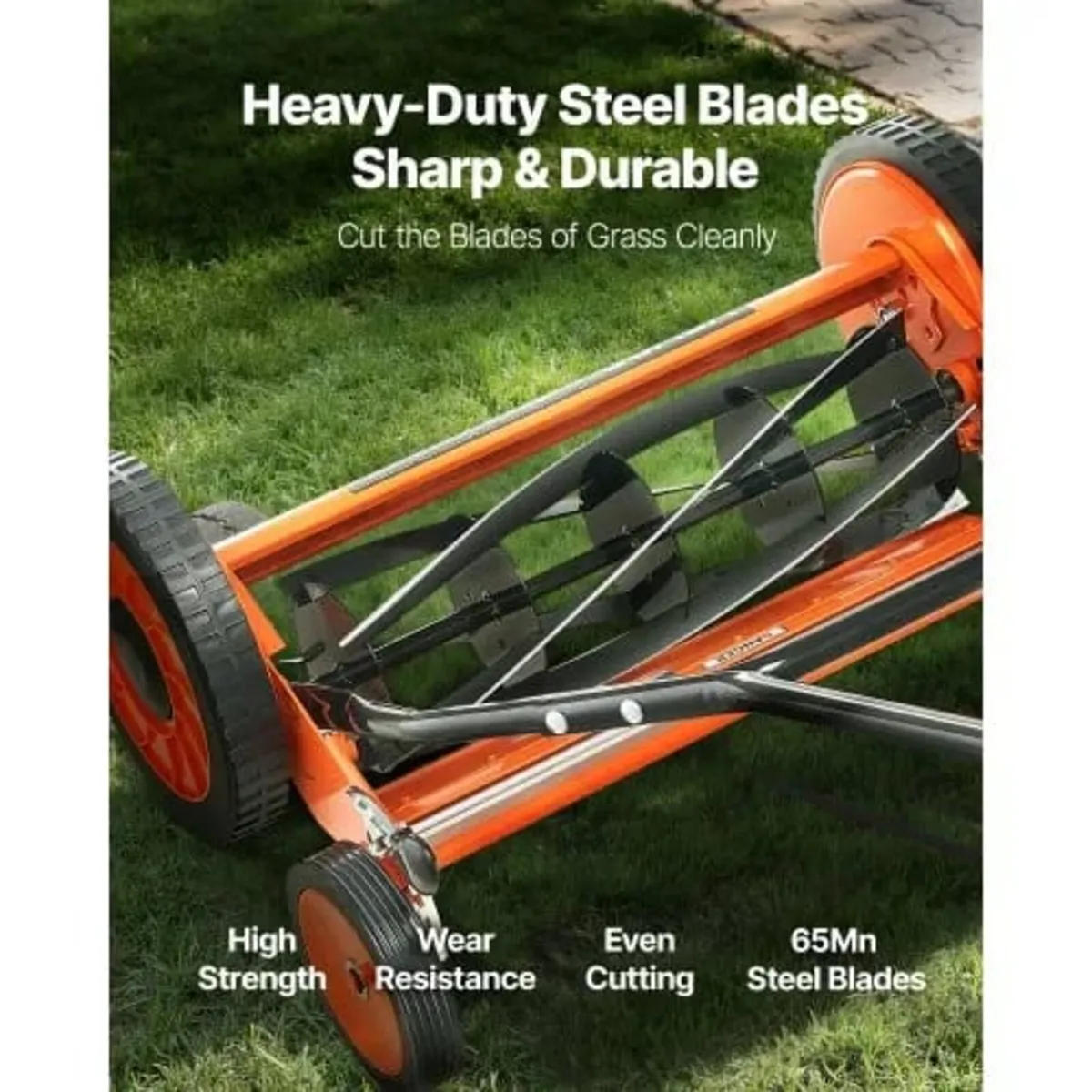 Push Reel Lawn Mower 45 cm, 5 Blades Manual Push M - Image 3