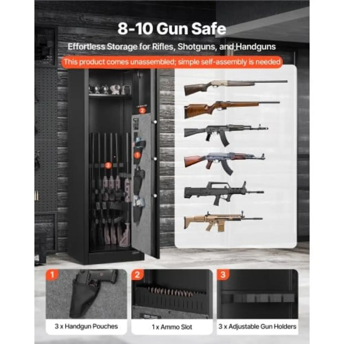 8-10 Gun Safe, Long Gun Cabinet for Rifles and Pi - Image 2