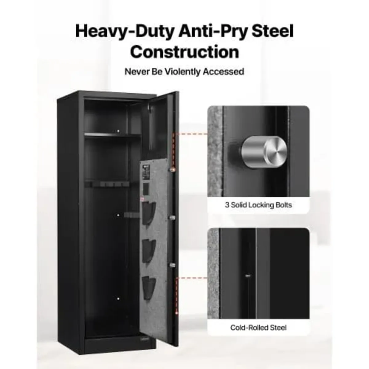 8-10 Gun Safe, Long Gun Cabinet for Rifles and Pi - Image 4
