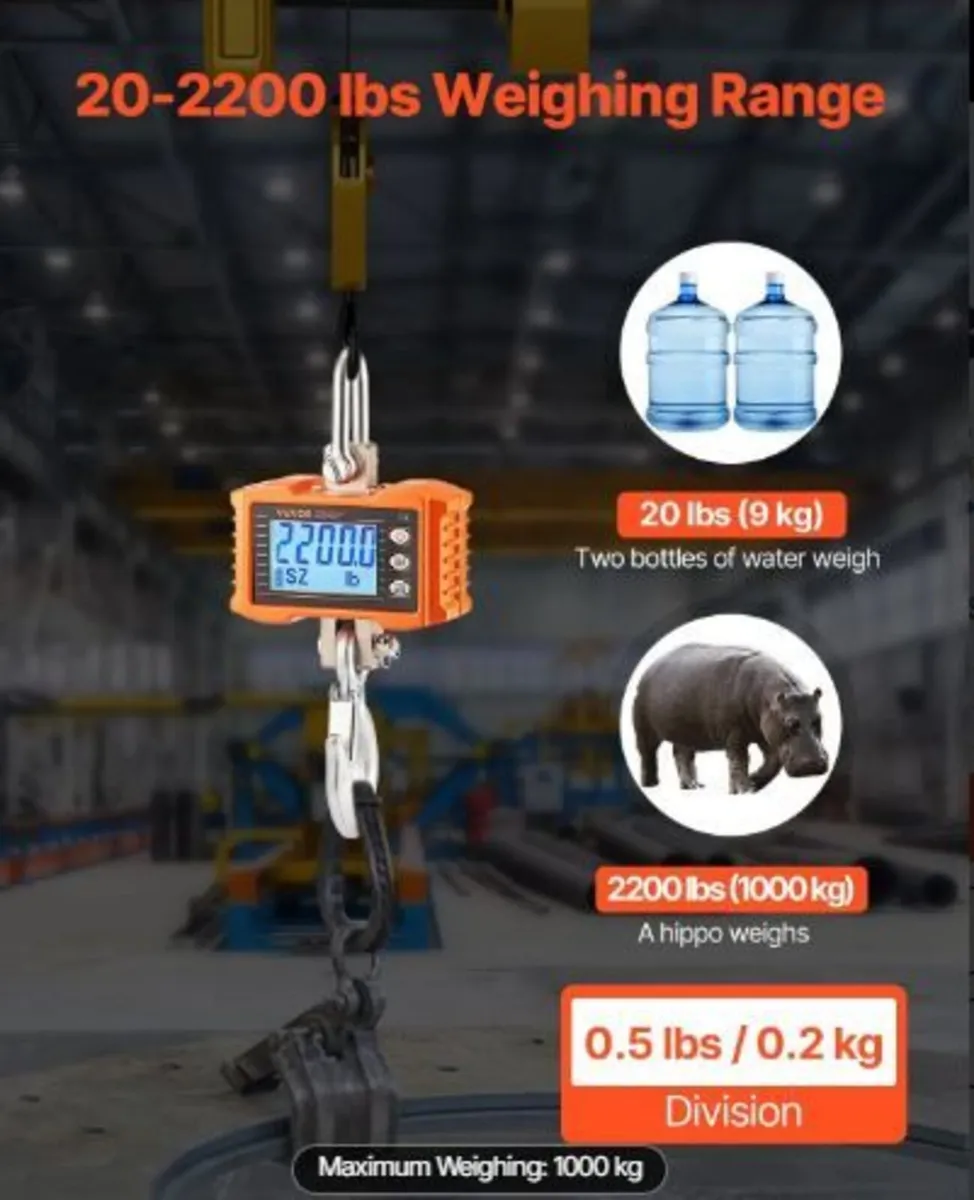 Digital Crane Scale, 2200 lbs/1000 kg - Image 3