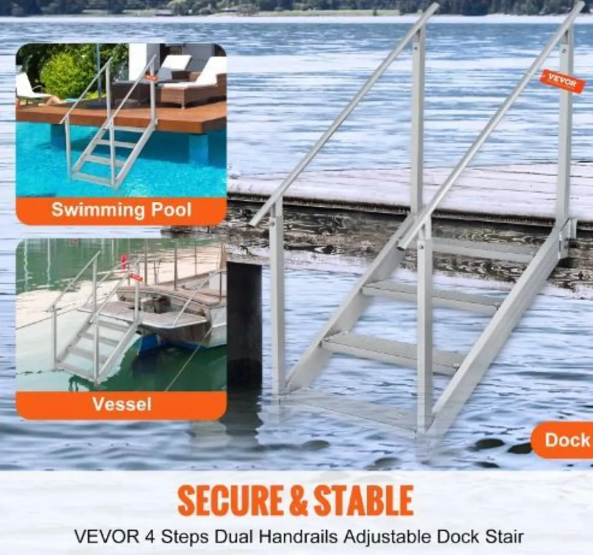 Dock Ladder 4 Step, Dock Stairs 30''-38'' - Image 3