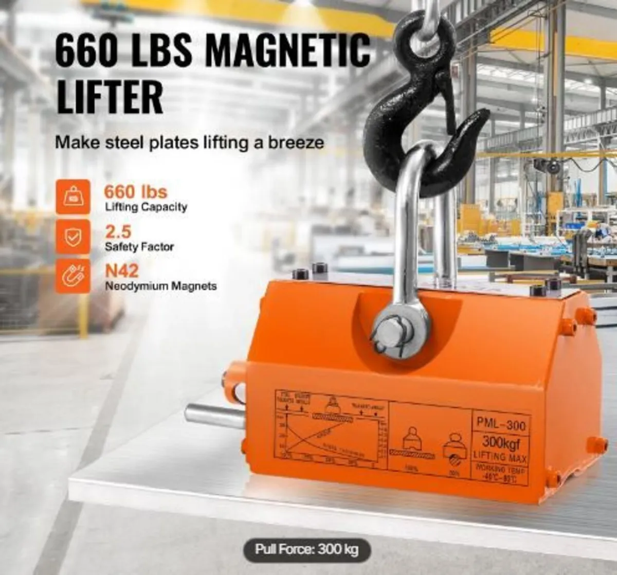 Magnetic Lifter, 660 lbs/300 kg Pulling - Image 1