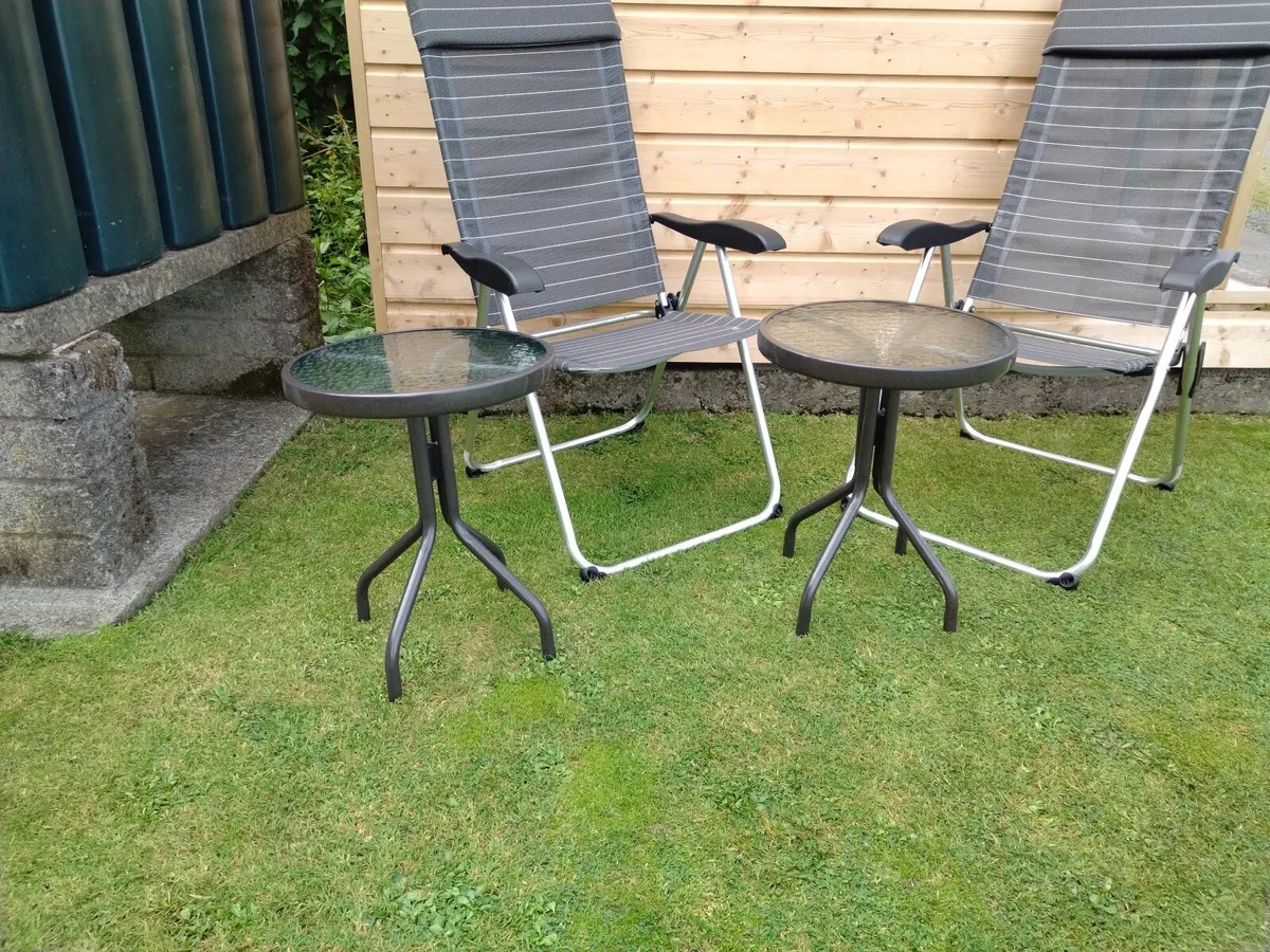 Garden Chairs and x2 Small Glass Top Tables €80 - Image 1