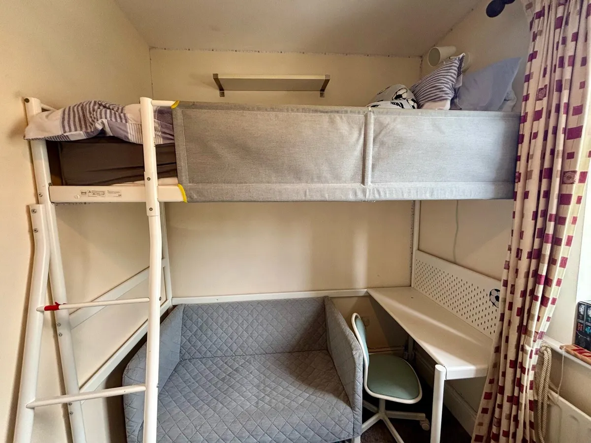 Loft bed frame with mattress & desk tops - Image 4