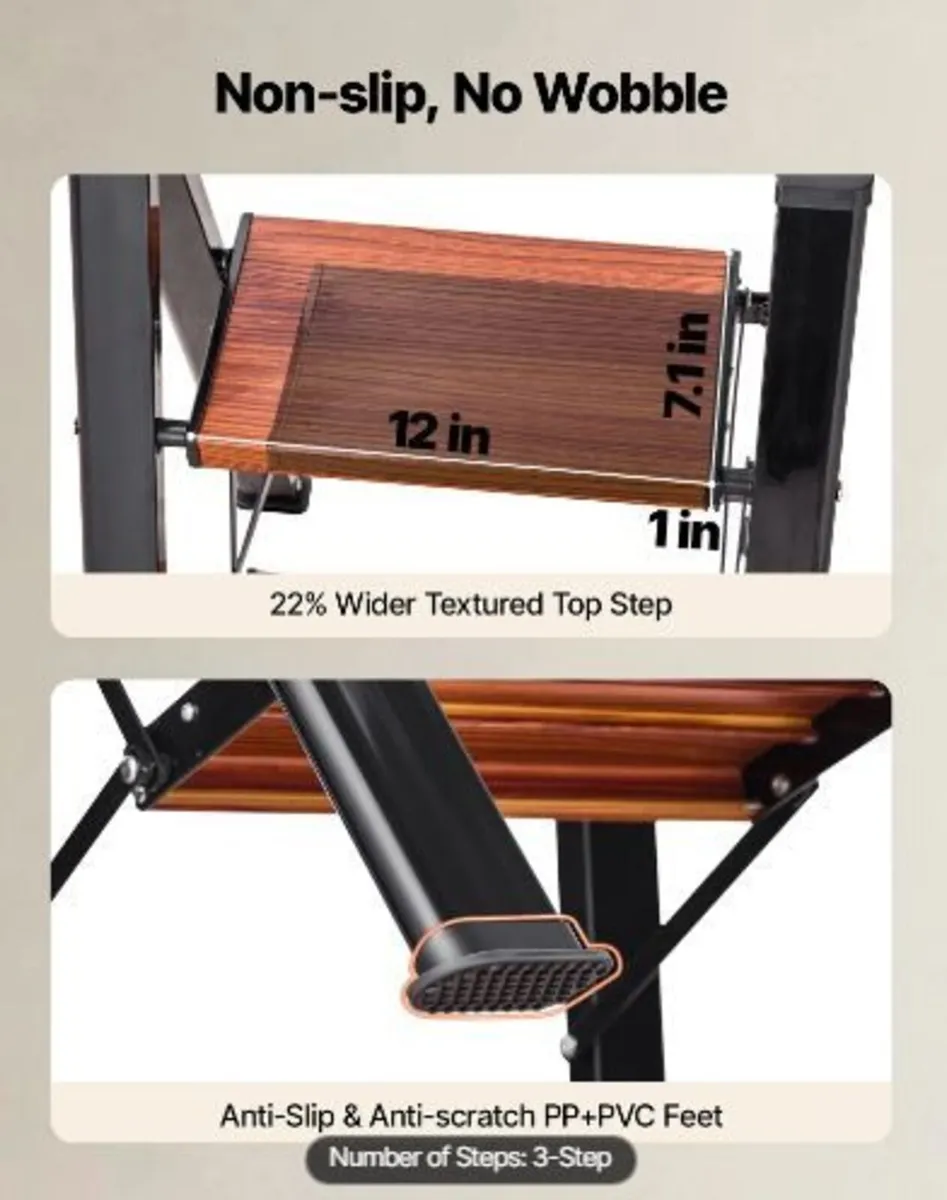3 Step Ladder, Folding Step Stool - Image 4