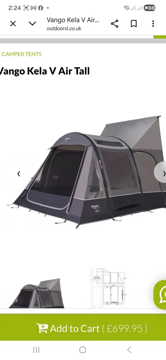 New (unopened) Vango Kela V Tall drive away air aw - Image 4