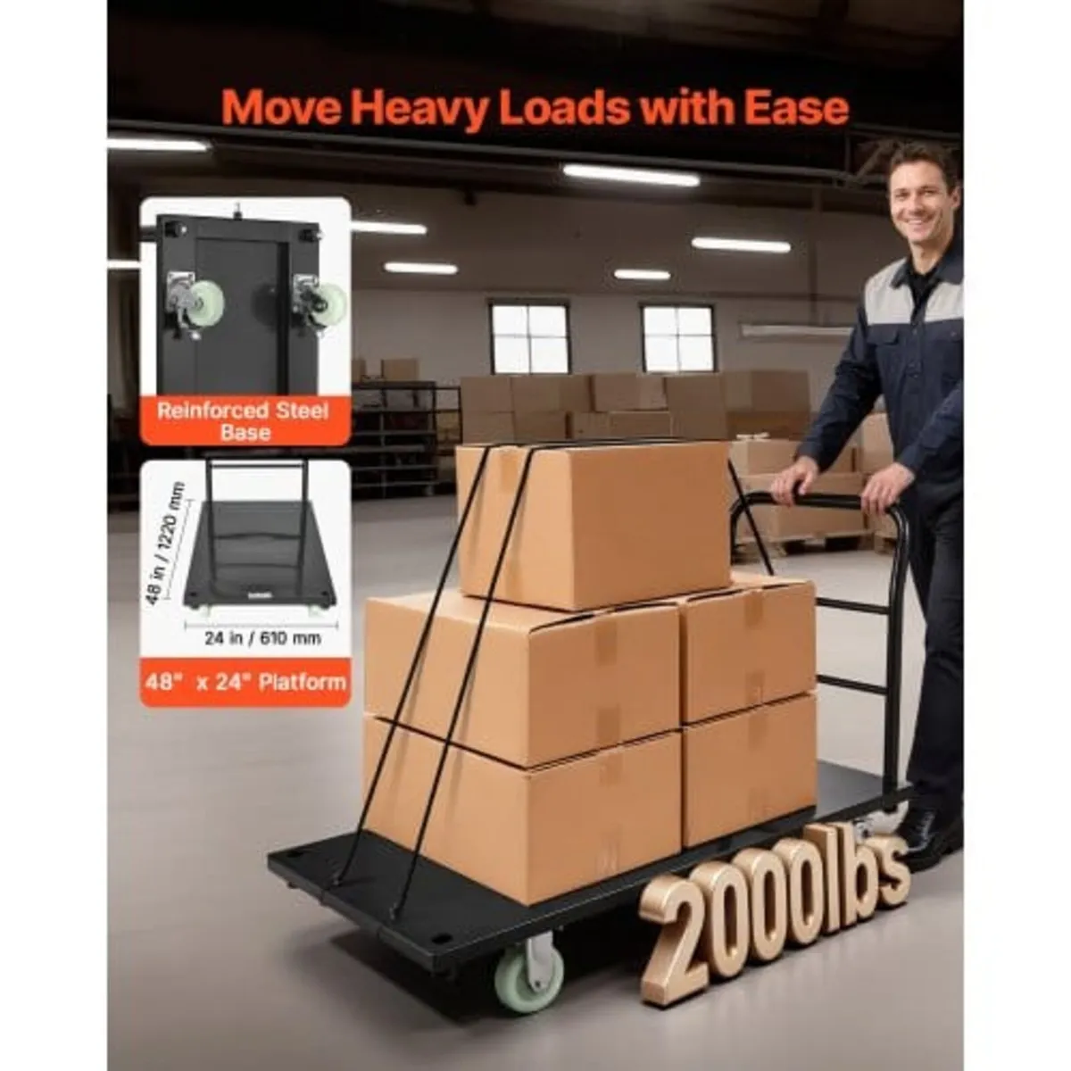 Heavy Duty Platform Truck, 907.18 kg Capacity, Ind - Image 2